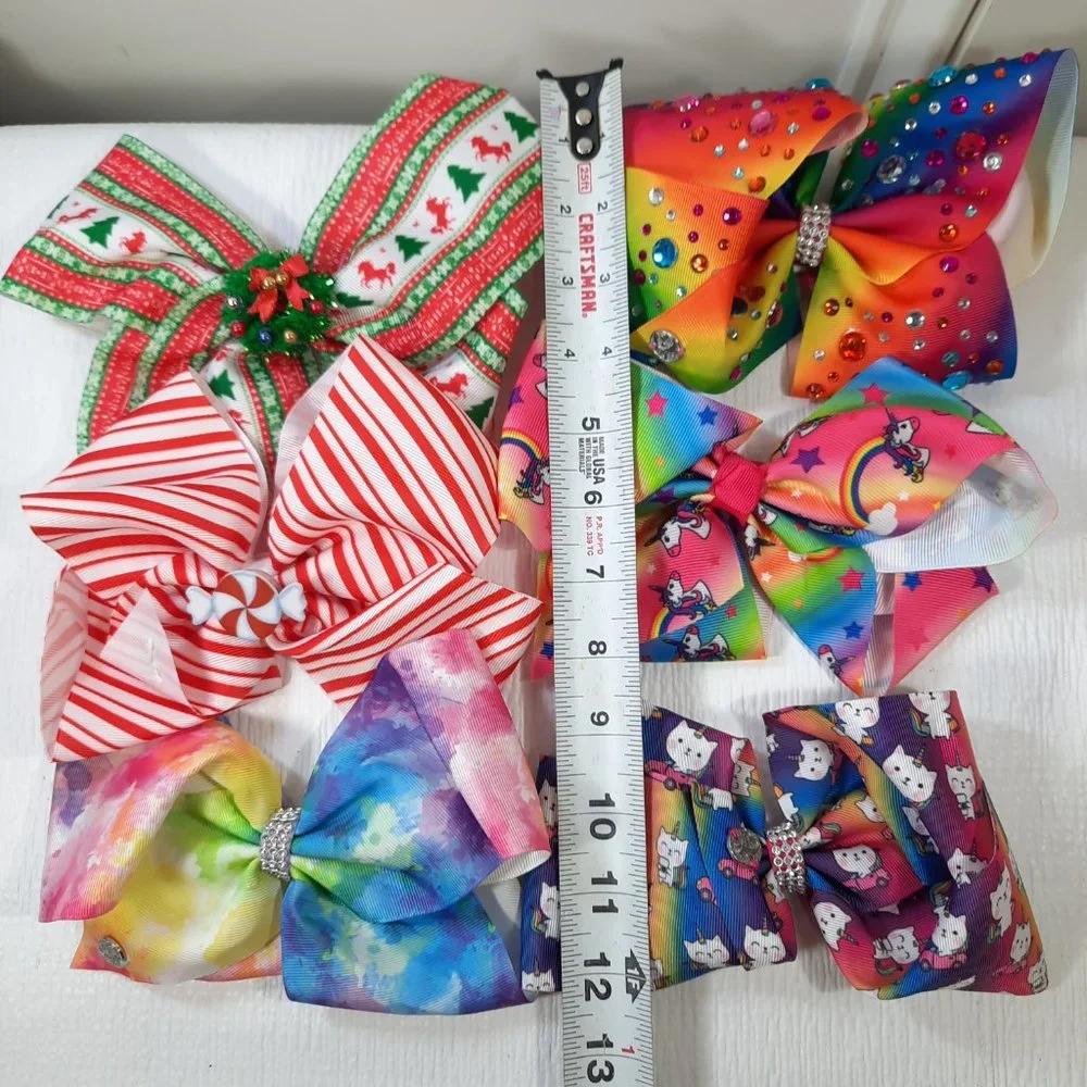 JoJo Siwa bow set of 6 Christmas tie dye cats mermaid unicorns rainbow barrettes